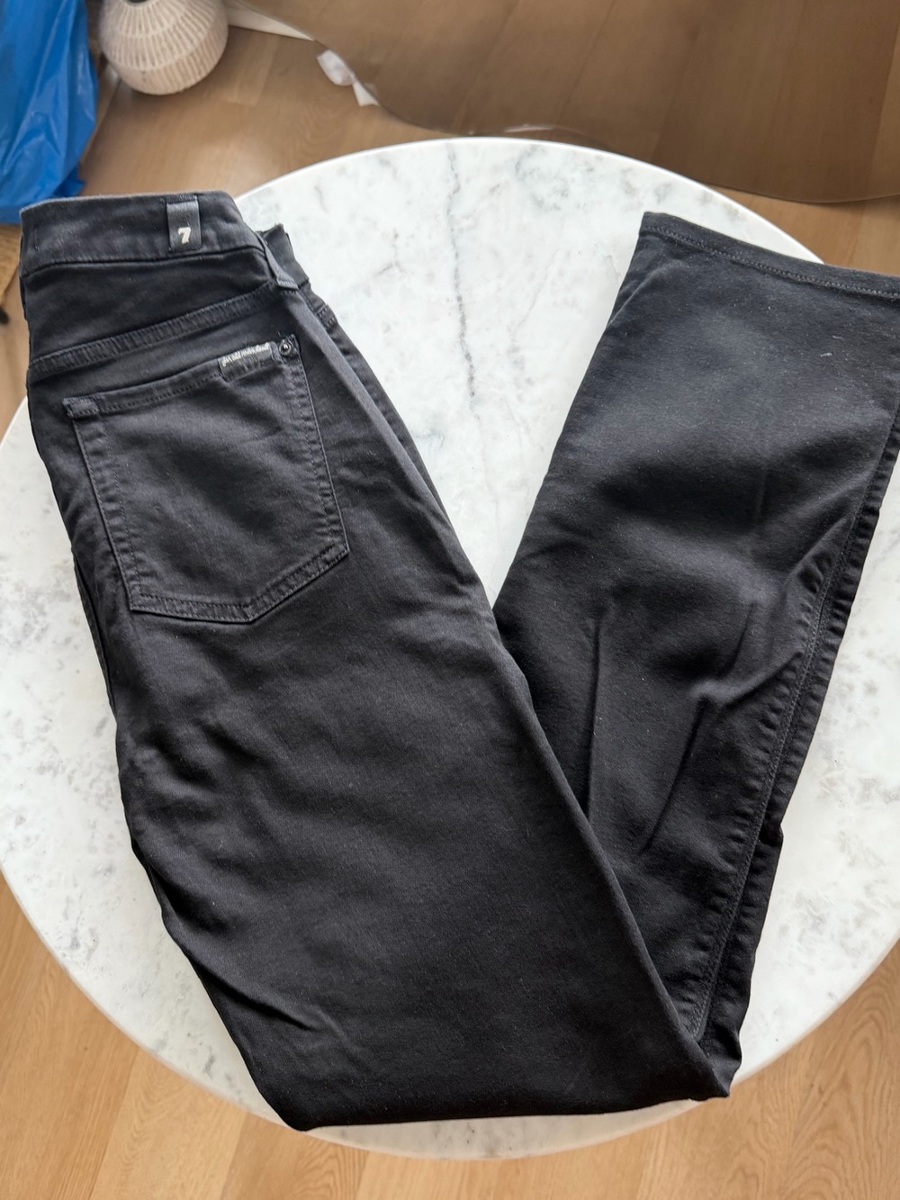 7 For All Mankind Black Slim Straight Jeans